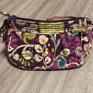 Vera Bradley Women Bag Small Purple Floral Embroidered Zip Top Crossbody Preppy